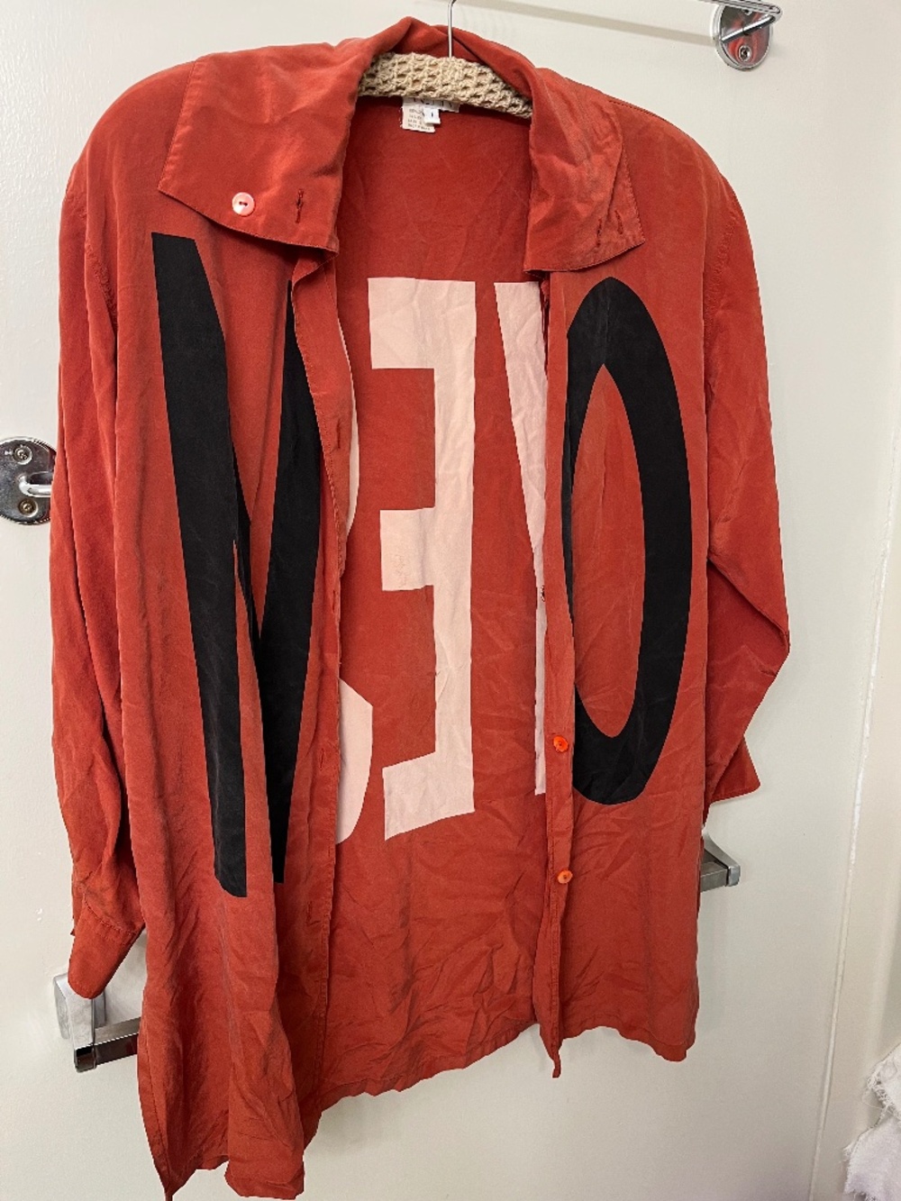 Otto Kern - Vintage 90s Brick Red NO/YES Button-Up Silk Shirt